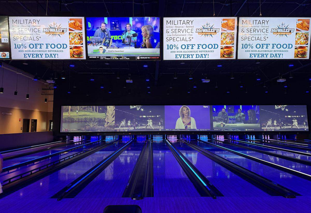 McWally’s has a total of 20 bowling lanes, including 14 traditional lanes and six in a closed-off room.