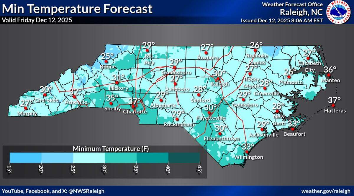 Wintry precipitation was falling across central North Carolina on Friday, Dec. 12, though it wasn’t snow.