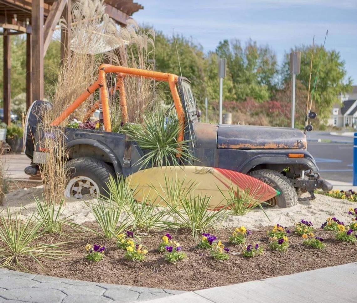 Crooked Hammock Brewery places a donated Jeep outside its locations to serve as a landmark.