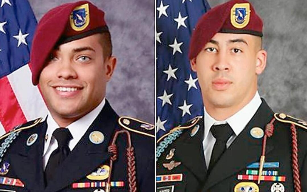 Spc. Christopher Michael Harris, left, of Jackson Springs, N.C., and Sgt. Jonathon Michael Hunter, of Columbus, Ind., were killed Wednesday while on on a security patrol in Afghanistan, Army officials reported.