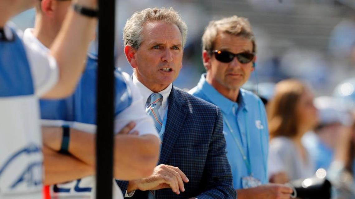 UNC athletic director Bubba Cunningham watches a football came against Cal at Kenan Stadium in Chapel Hill on Sept. 2, 2017. North Carolina self-reported an NCAA violation in February by its football program, Cunningham said in a statement late Wednesday.