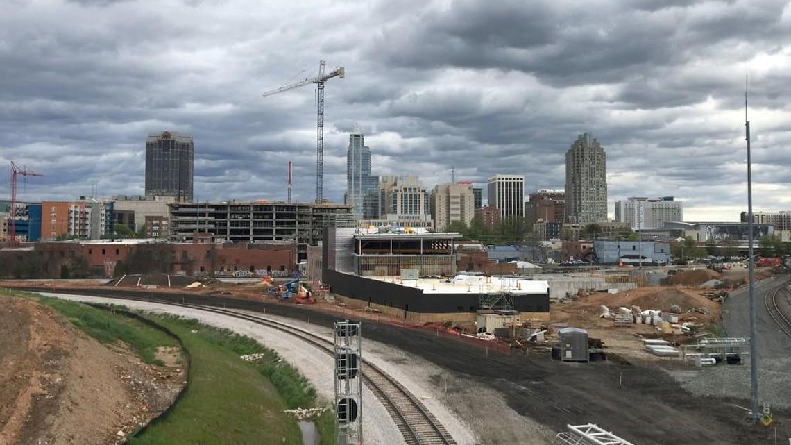 Downtown Raleigh as seen from Boylan Avenue bridge on April 6, 2017.
