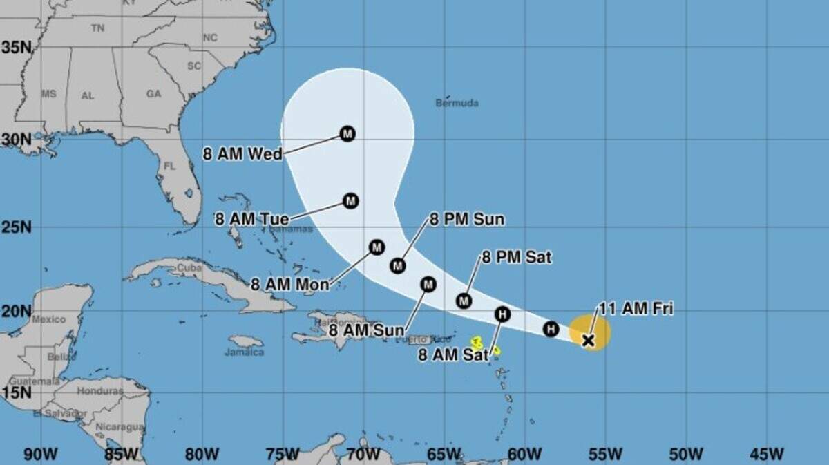 With maximum sustained winds near 75 mph, Erin developed into a hurricane on Friday, Aug. 15, 2025.