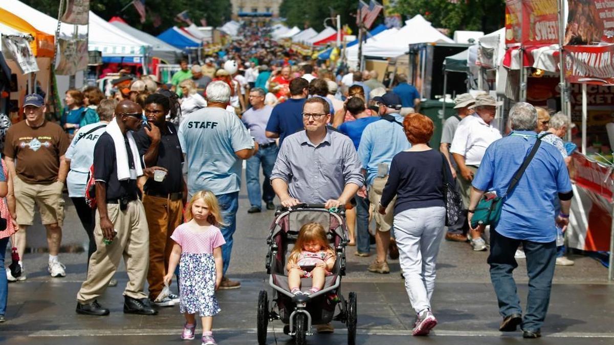 Crowds gathered along Fayetteville Street for the Wide Open Bluegrass Festival on Sept. 30 in downtown Raleigh.