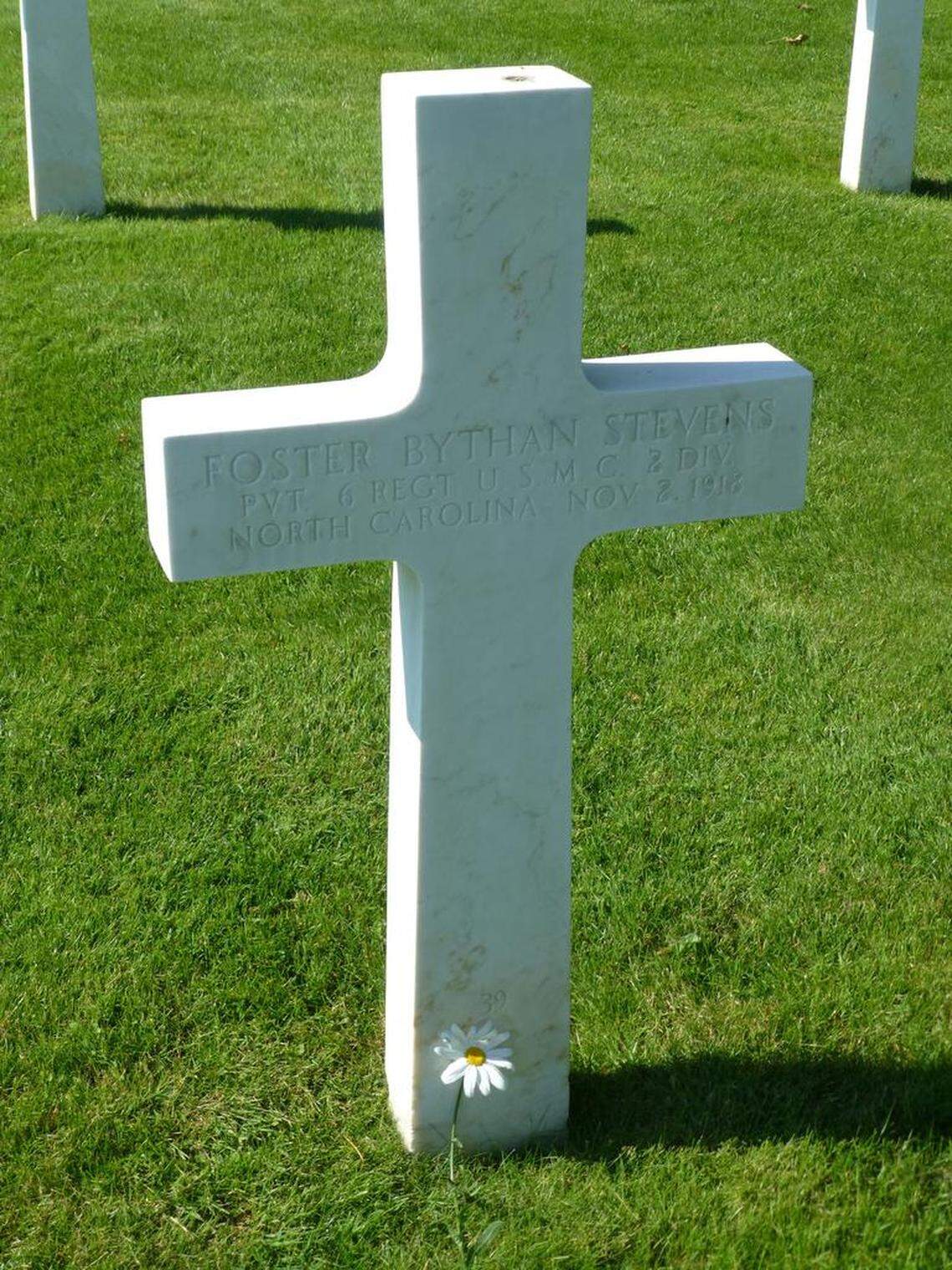 Foster Stevens’s grave at the Meuse-Argonne American Cemetery and Memorial in Romagne-sous-Montfaucon, France.