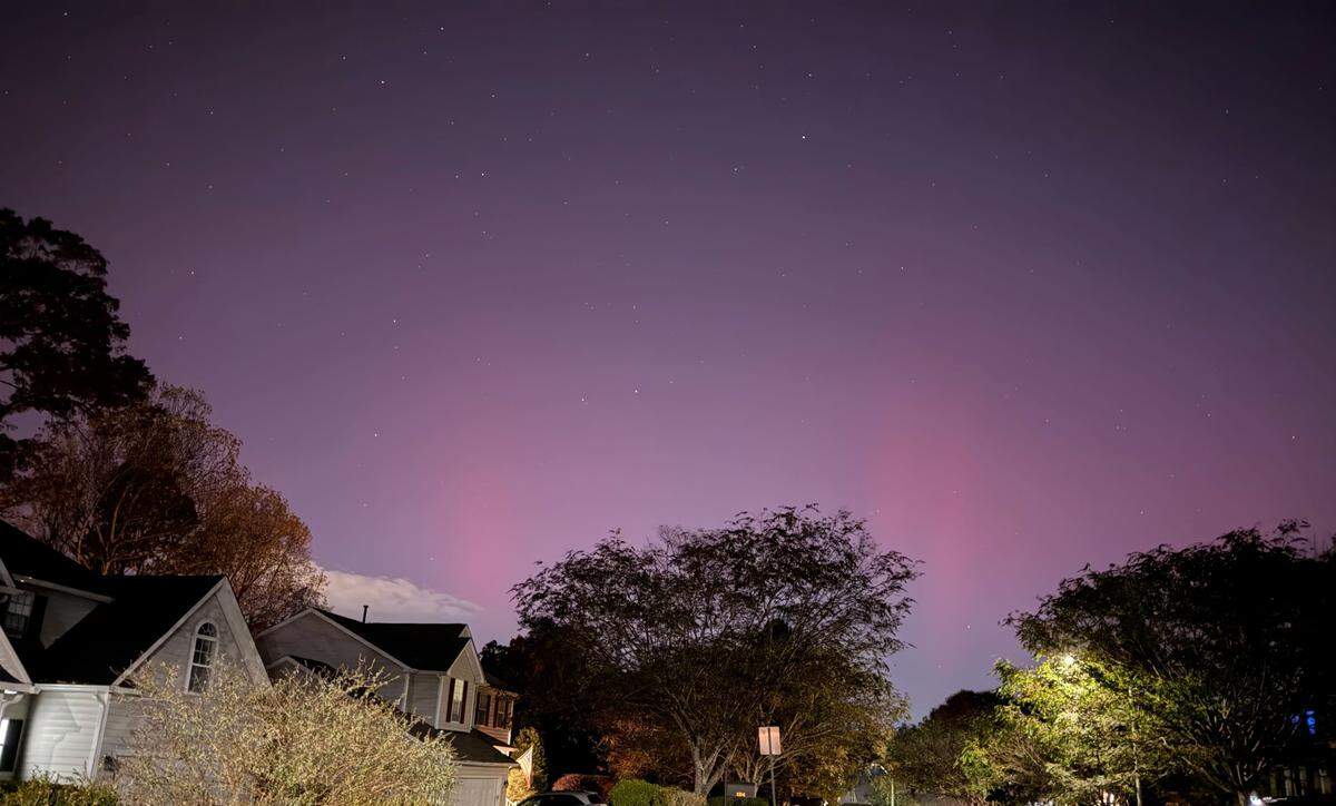 Strong geomagnetic storms made the northern lights visible in the southern United States, including in Garner, North Carolina, on Tuesday, Nov. 11, 2025.
