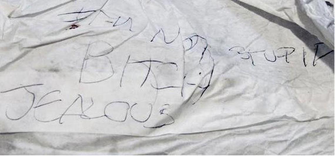 Police released this handwritten message left at the scene of Faith Hedgepeth’s murder.