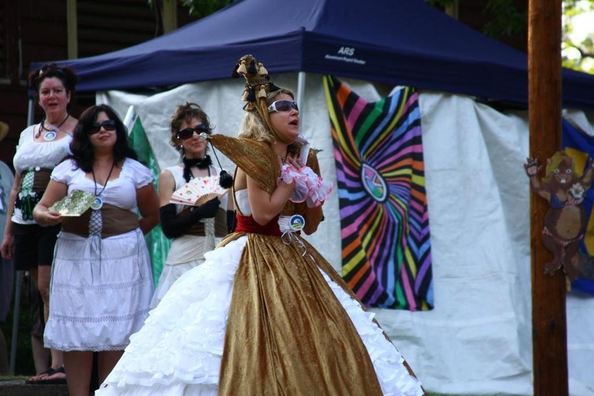 Scarlett O’Beavah during the evening wear segment of the Beaver Queen Pageant in 2010.