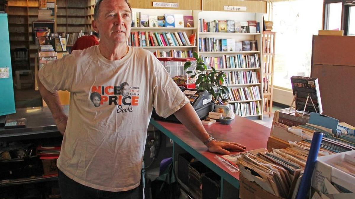 “I don’t have to go to the library; the library comes to me,” Barry Blanchette says of running a used book store. But long hours have Blanchette and wife Cindy Kamoroff planning to close Durham’s Nice Price Books, the last of three they owned in the Triangle, in May. The store has been at 811 Broad St. for 15 years although it’s been in Durham since 1989.