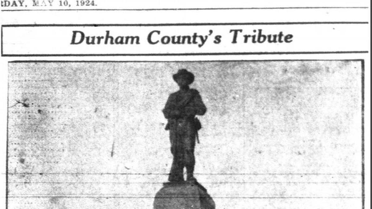 The front page of the Durham Morning Herald on May 10, 1924, the day Durham’s Confederate monument was dedicated.