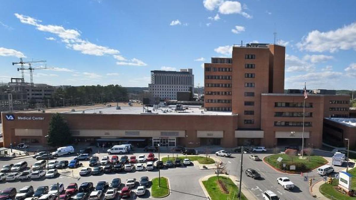 The main hospital of the Durham Veterans Affairs Medical Center is located on Fulton Street near Duke University.