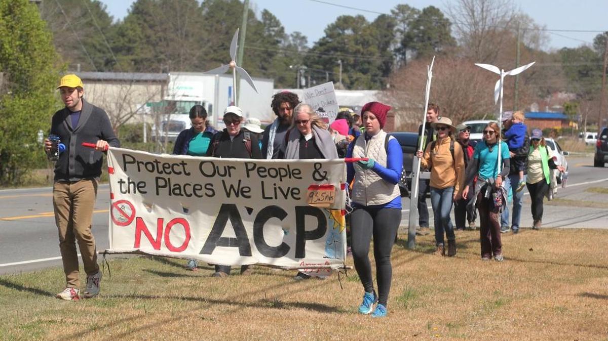 Around a dozen pipeline protesters walked through Johnston County last weekend as part of a 200-mile trek along the pipeline’s route through North Carolina.