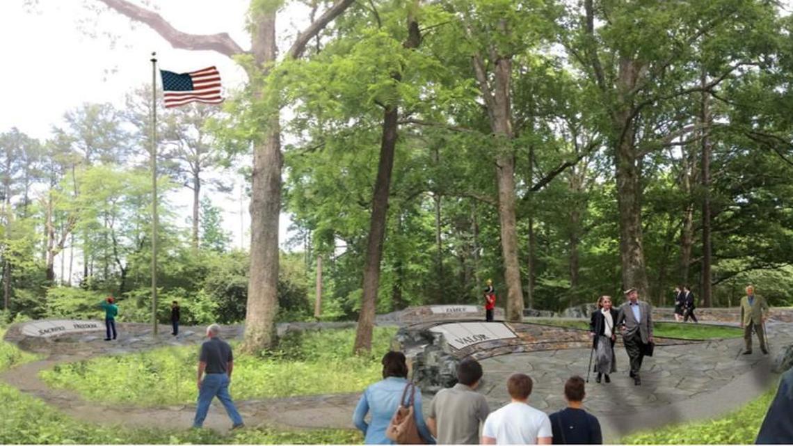 An artist's rendering of the proposed Orange County Veterans Memorial in Chapel Hill.