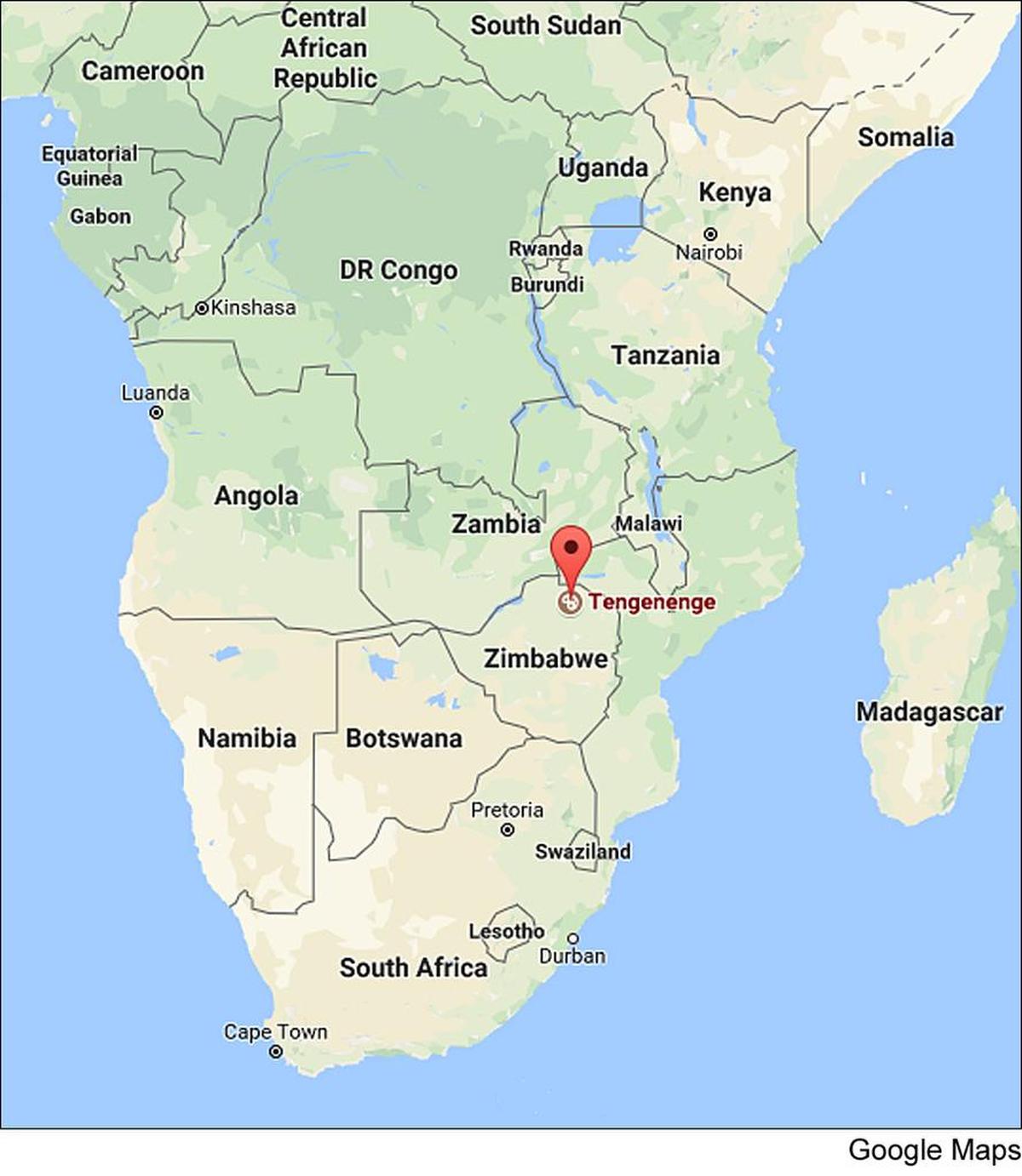 This Google map shows the location of Tengenenge Village in the landlocked southeastern African nation of Zimbabwe.