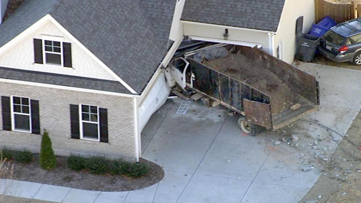 An aerial view of the scene in Hillsborough where a child was hit by a construction truck on Monday, Dec. 26, 2016 when the unmanned vehicle rolled down a hill, according to officials.