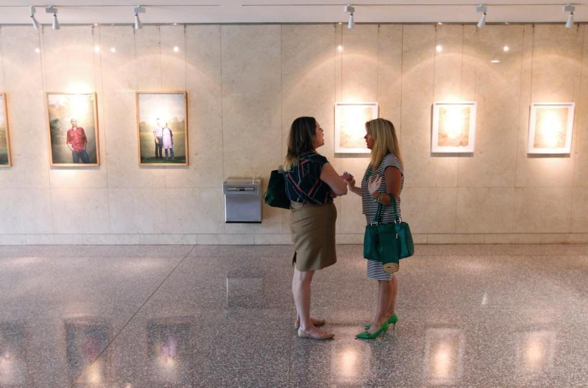 Calla Hales, director of A Preferred Women’s Health Center, left, talks with Tonya Baker Nelson, executive director of Hand of Hope Pregnancy Resource Center, in City Hall in 2016.