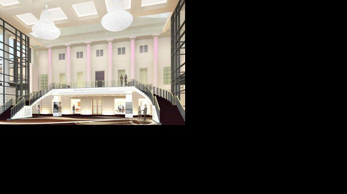 
An interior rendering of a planned renovation of Raleigh’s Duke Energy Center for the Performing Arts.
