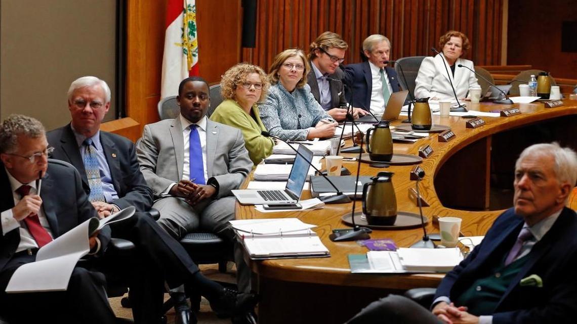 Members of the Raleigh City Council in council chambers in late 2015.