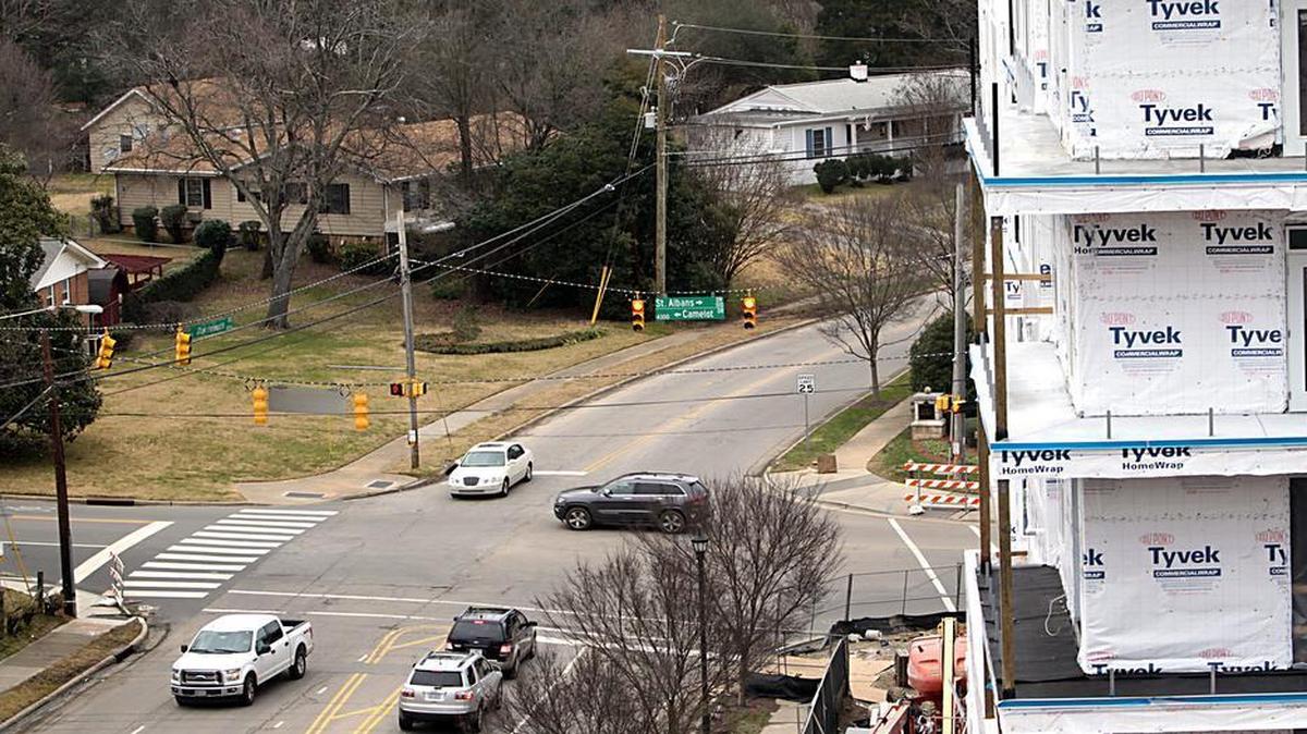 In January, construction was underway on The Dartmouth Apartments at St. Albans Drive and Dartmouth Road, one of six buildings under construction on 113 acres at North Hills being developed by Kane Realty Corporation.