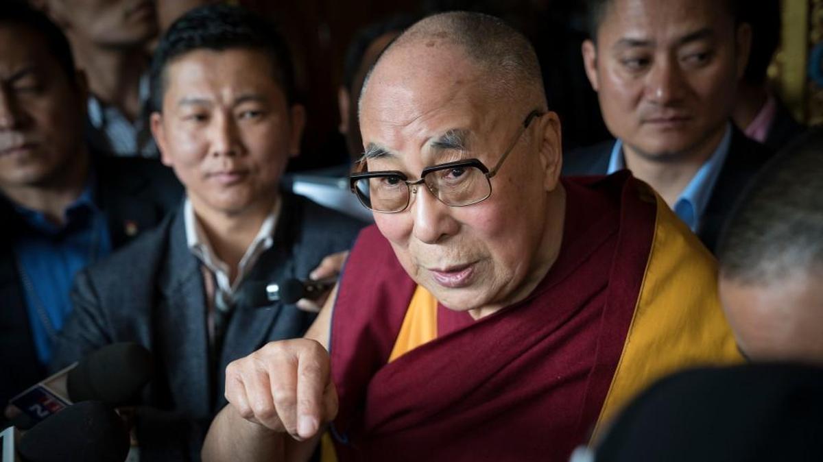 Tibetan spiritual leader the Dalai Lama talks to the media after consecrating the Thupsung Dhargyeling Monastery in Dirang, Arunachal Pradesh, India, on Thursday, April 6, 2017.