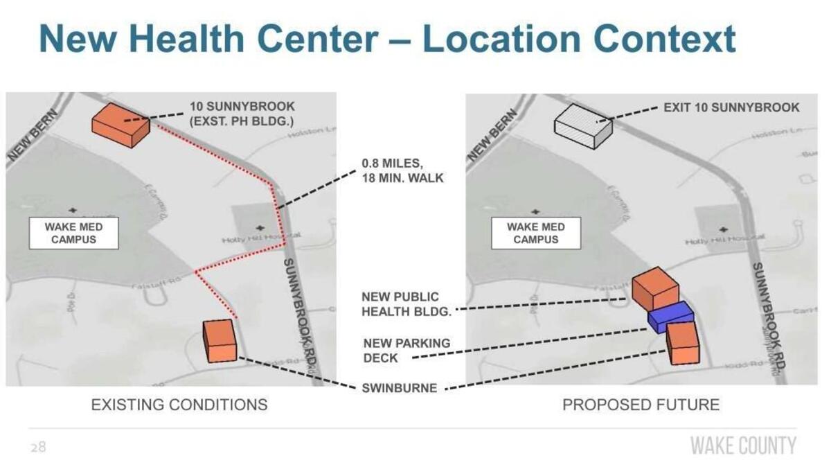 Wake County is considering consolidating human services near New Bern Avenue in east Raleigh.