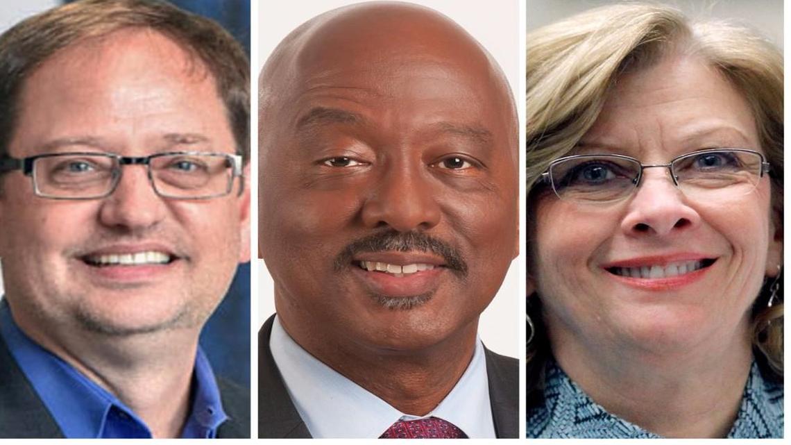 Raleigh mayor candidates, from left, Paul Fitts, Charles Francis and Nancy McFarlane.