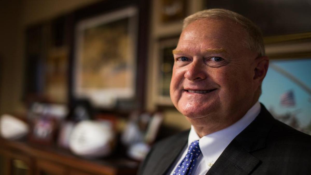 
Retired Army Colonel Kirk Warner poses in front of his military memorabilia from his office in Raleigh on Thursday, June 4, 2015. Warner served as a legal adviser to three chairmen of the joint chiefs of staff and was among the first judge advocate generals on the ground during the invasion of Iraq. He now chairs the N.C. Bar Association's Military and Veterans Affairs Committee which focuses on helping veterans.

