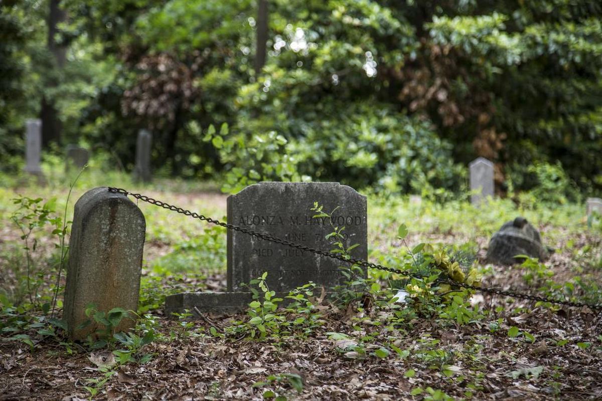 Some of the hundreds of grave stones photographed May 12, 2015 at the 3-acre Oberlin Cemetery near the Village District in Raleigh. The Historic Raleigh Trolley presents a special edition of its popular Black history tour highlighting Oberlin Village to learn about “the neighborhood’s history of community and freedom.”