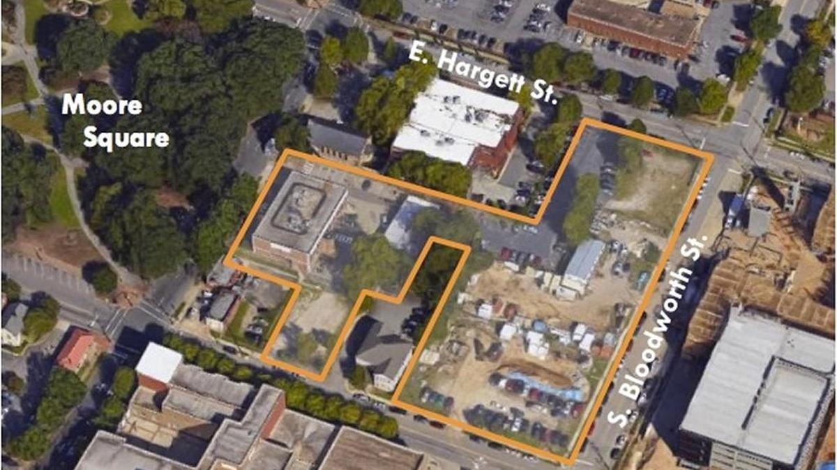 Of the city’s properties, analysts and staff say the land fronting South Bloodworth Street, at right, is most clearly suitable for city-backed affordable housing.