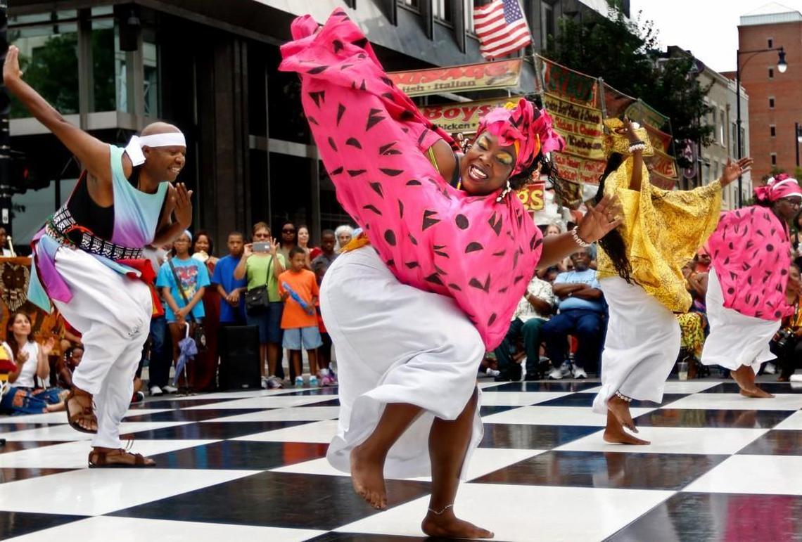 Members of the African American Dance Ensemble from Durham, NC perform at the African American Cultural Festival of Raleigh and Wake County in 2015. This annual festival is an example of the type of event losing out on funds due to Wake County’s exclusion from arts money in the General Assembly’s coronavirus relief bill.