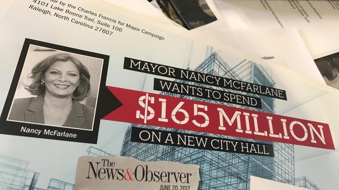 A front of a campaign flier from Raleigh mayoral candidate Charles Francis.