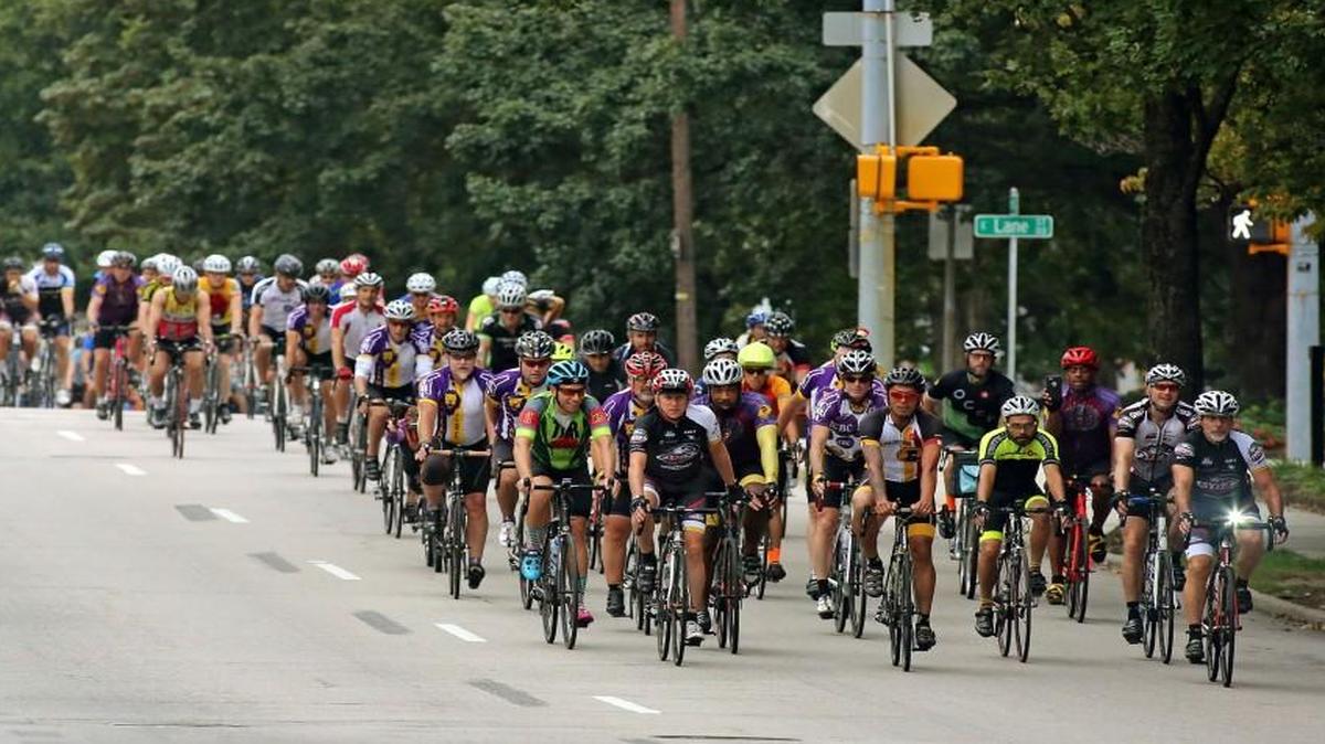 Cyclists ride down North Wilmington Street on Sunday during the Capital Area Ride for Safety, which set out to encourage safe cycling and promote positive interactions between cyclists and drivers. The cyclists began and finished their ride at Wakefield High School.