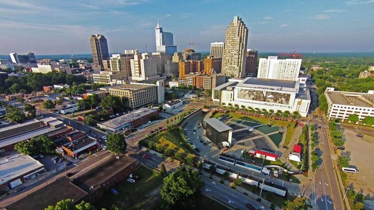 The Raleigh skyline captured from a drone by Jordan Peterson.