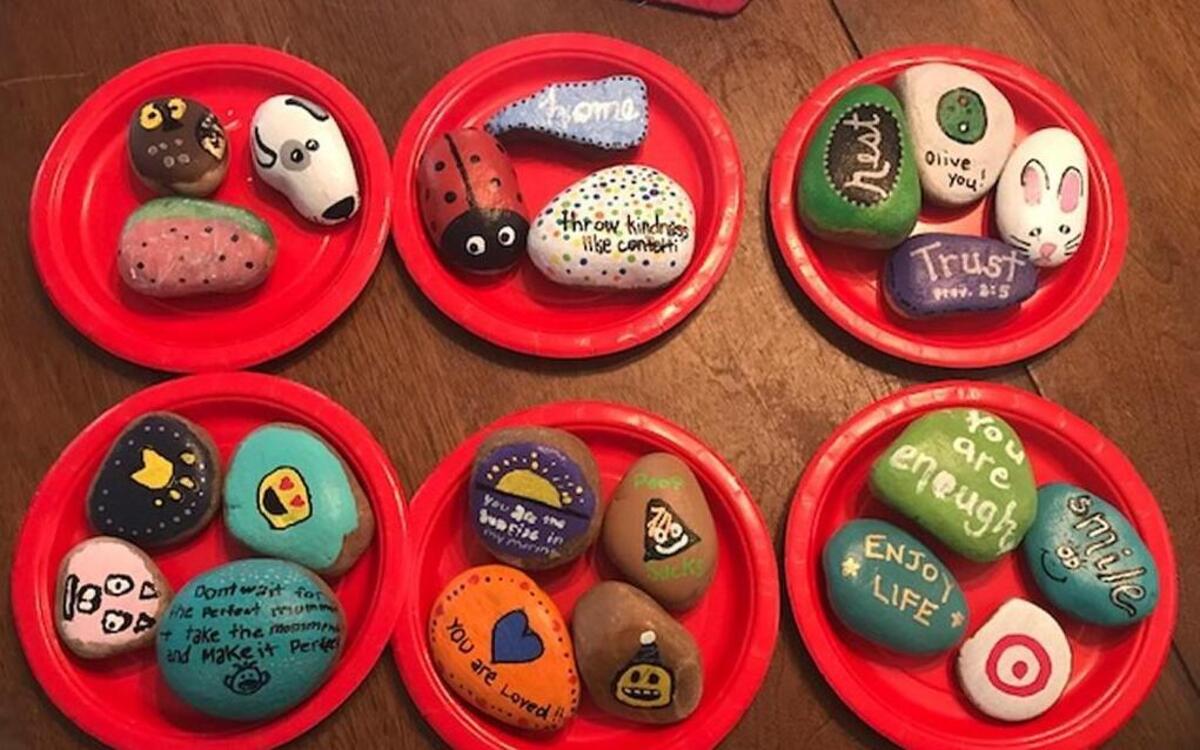 Rocks painted by Lauren Stevens of Wake Forest, her son Gavin, and friend Dana Cortright to hide.