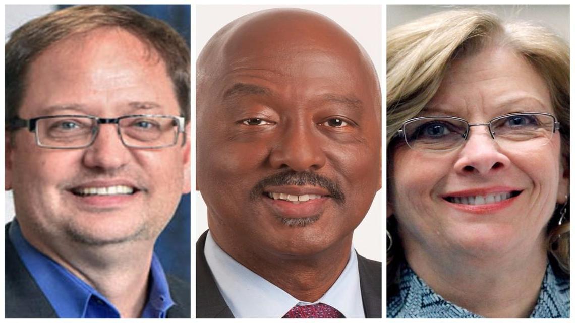 Raleigh mayor candidates, from left, Paul Fitts, Charles Francis and Nancy McFarlane.