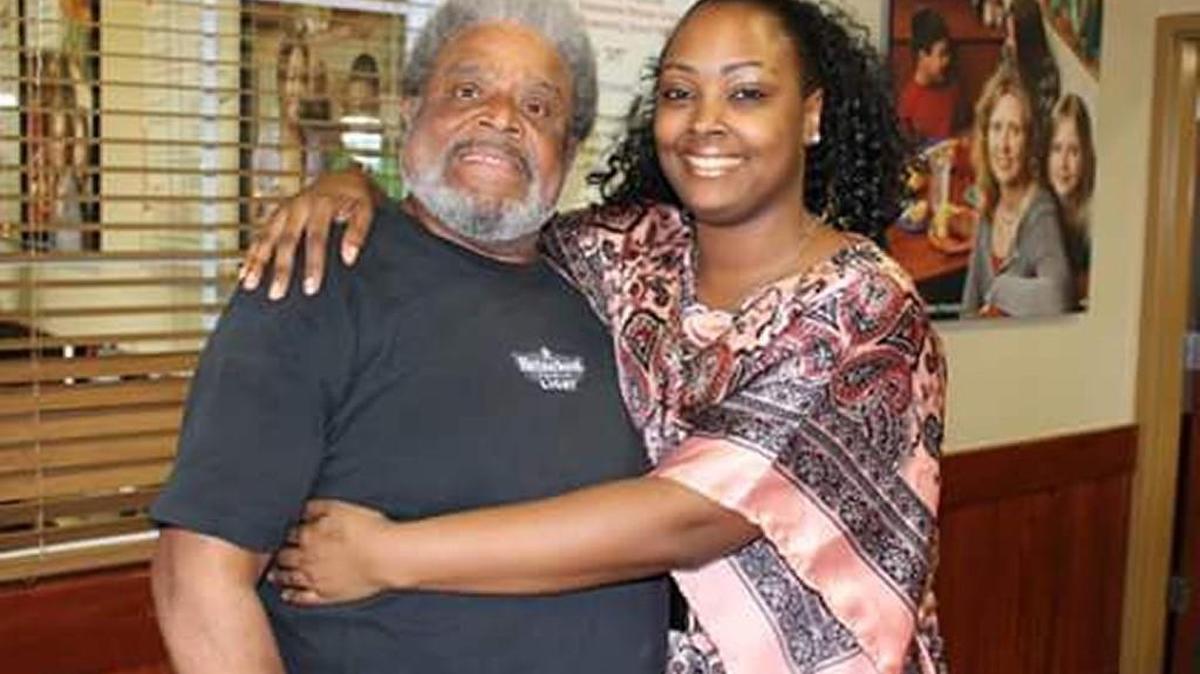 James Alston, also known as Mr. Sonny, with daughter, Sonya Person. Alston, known as Mr. Sonny, has worked at Northwoods Elementary School as a crossing guard for 10 years.