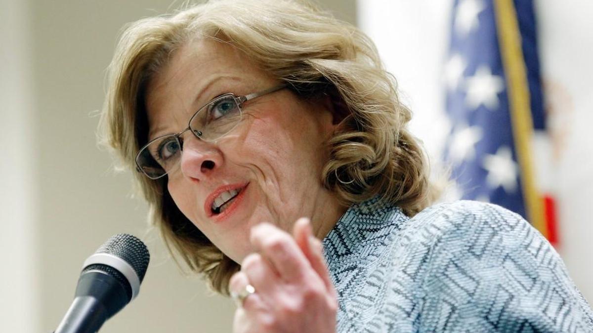 Mayor Nancy McFarlane gives the State of the City address during a Rotary Club meeting held at the Raleigh Convention Center on March 9, 2015.