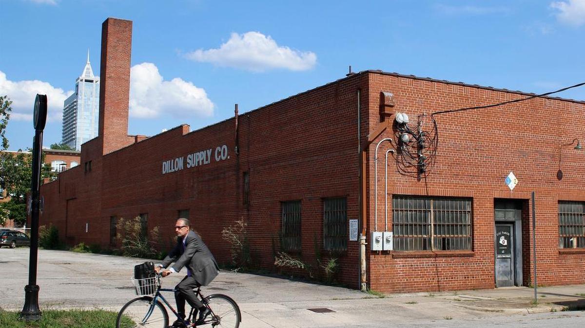 
Kane Realty has requested the Dillon Supply Warehouse in downtown Raleigh to be rezoned and redeveloped. Kane Realty is seeking zoning that could allow up to 20 stories on part of the site and seven stories for the rest of the site. 
