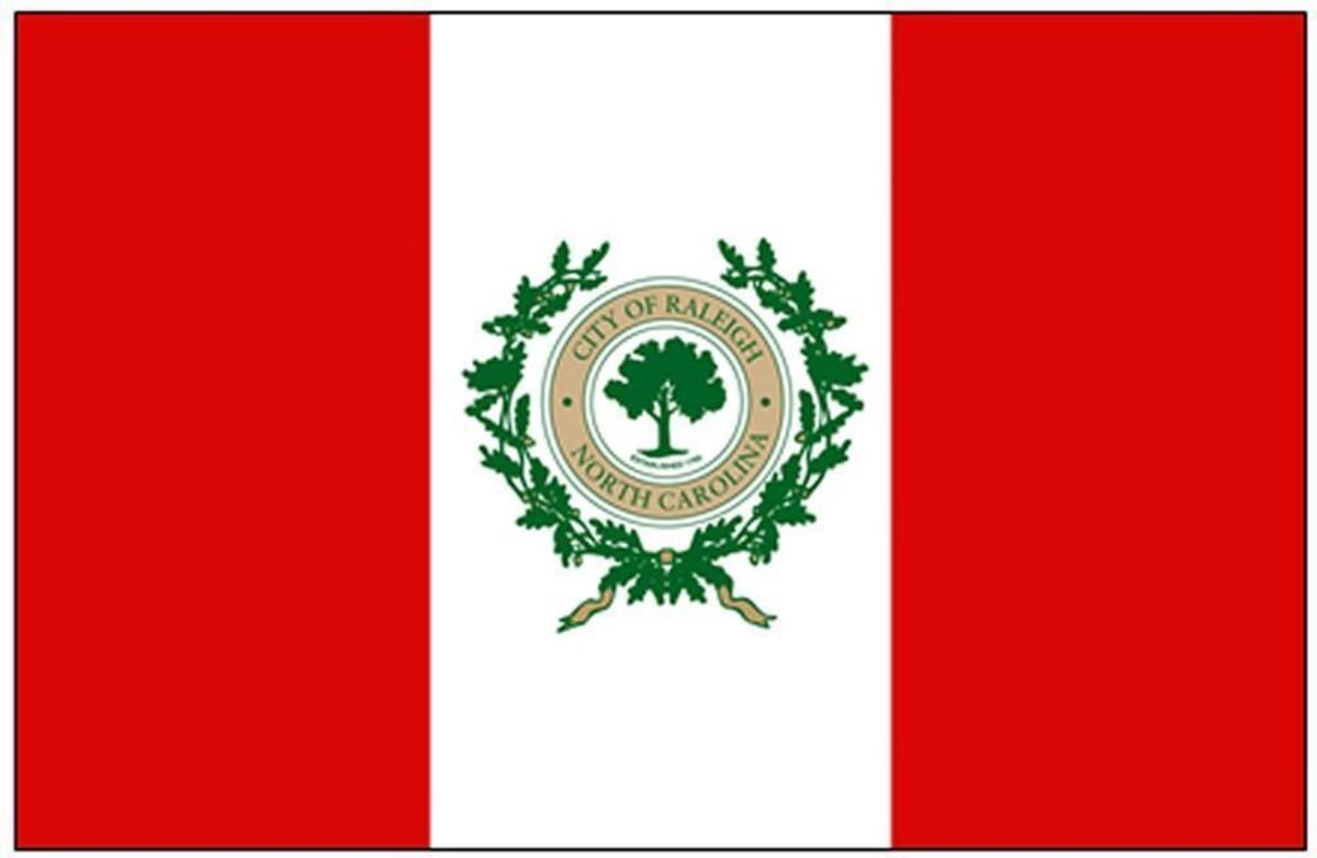 The front of the official Raleigh flag.