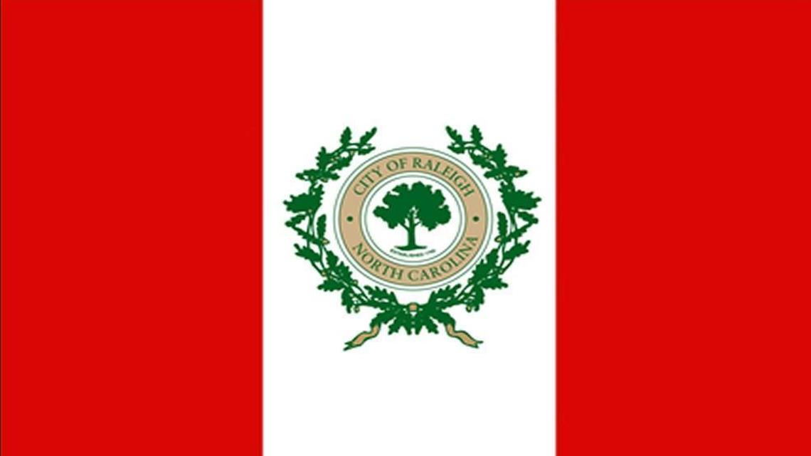 The front of the official Raleigh flag.
