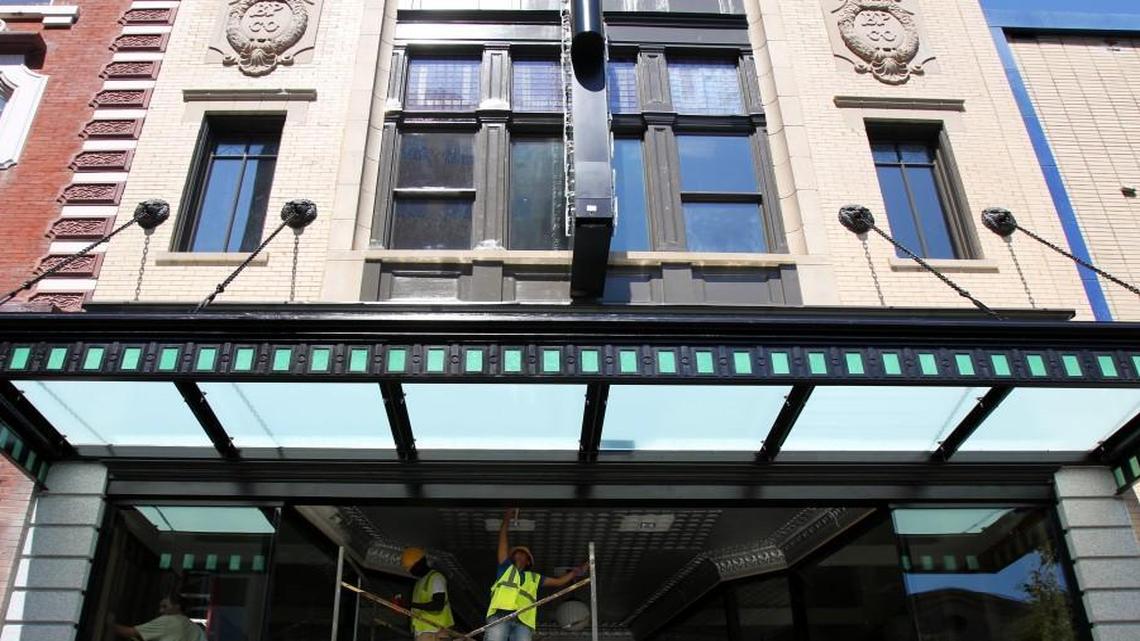 A construction crew works on the Boylan-Pearce building in downtown Raleigh in 2014. Owner Dean Debnam is renovating the building that once housed the fashionable department store and restoring the store's early 20th-century facade.