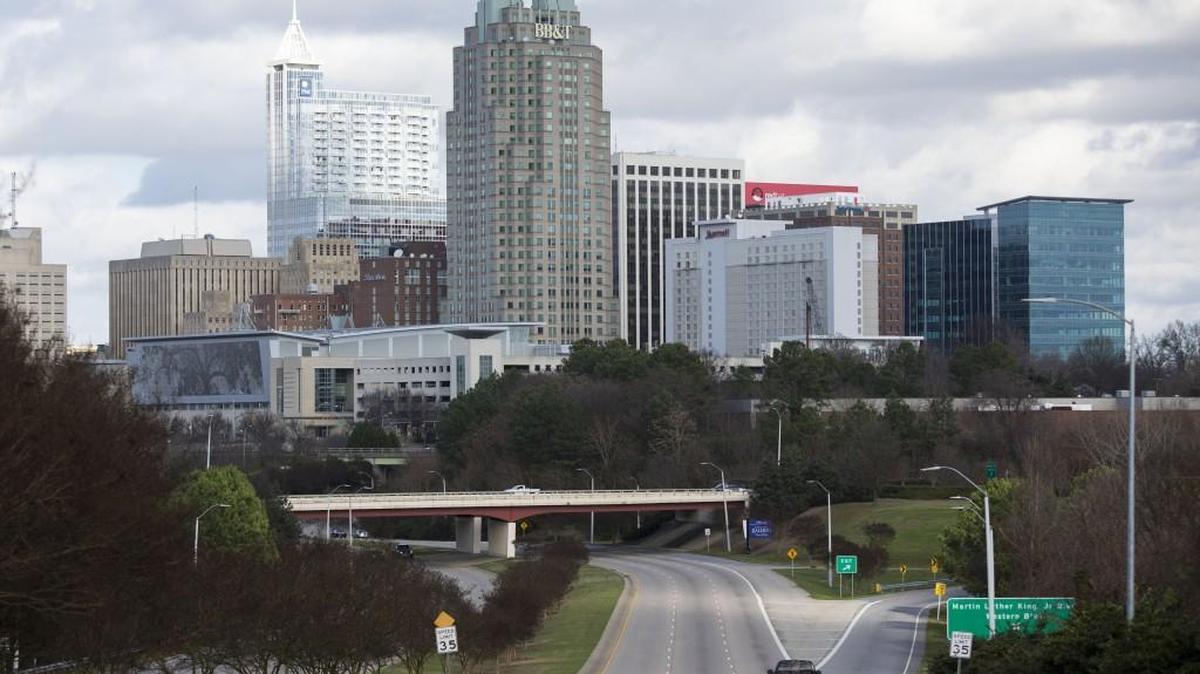 The downtown Raleigh skyline is seen from South Saunders Street in Raleigh, on Sunday, December 27, 2015.