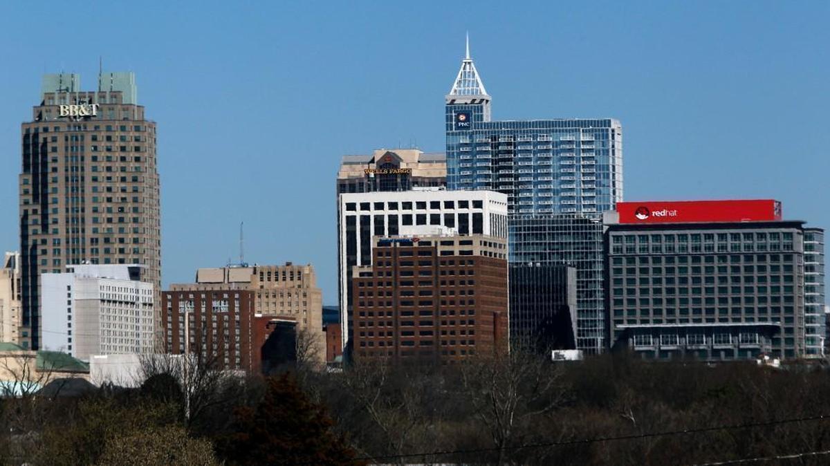 
The Raleigh skyline as seen from I-40/440 near the Blount St. overpass on March 14, 2014. Empire Properties wants permission to build taller buildings on 25 sites they own downtown.
