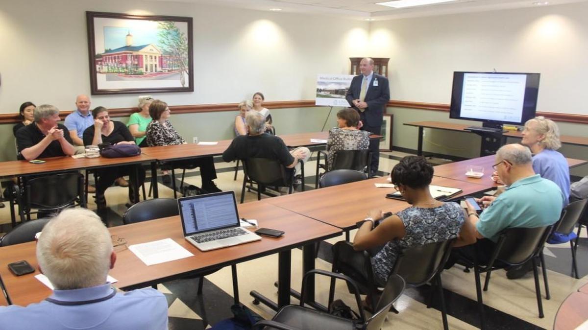 Tom Williams, vice president of ambulatory care for UNC REX Healthcare, was in Holly Springs Wednesday, June 28, 2017, to ask residents which specialized services they’d like the new hospital to offer.