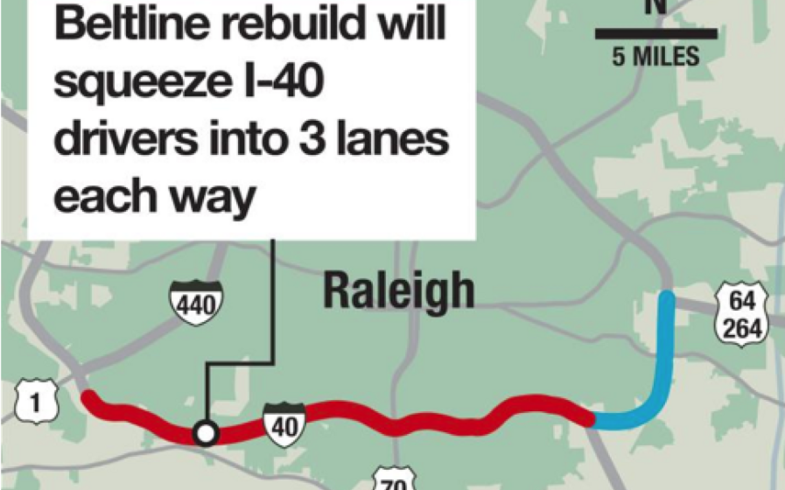 NCDOT’s BeltlineJam project begins moving traffic onto the I-40 shoulder
