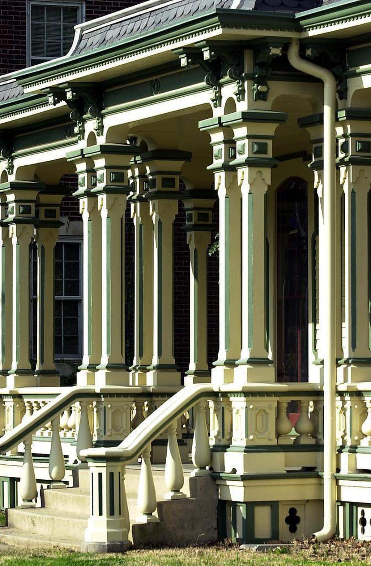 The detail of the architecture radiates in the morning sun at the Heck-Andrews House on Blount Street in Raleigh.