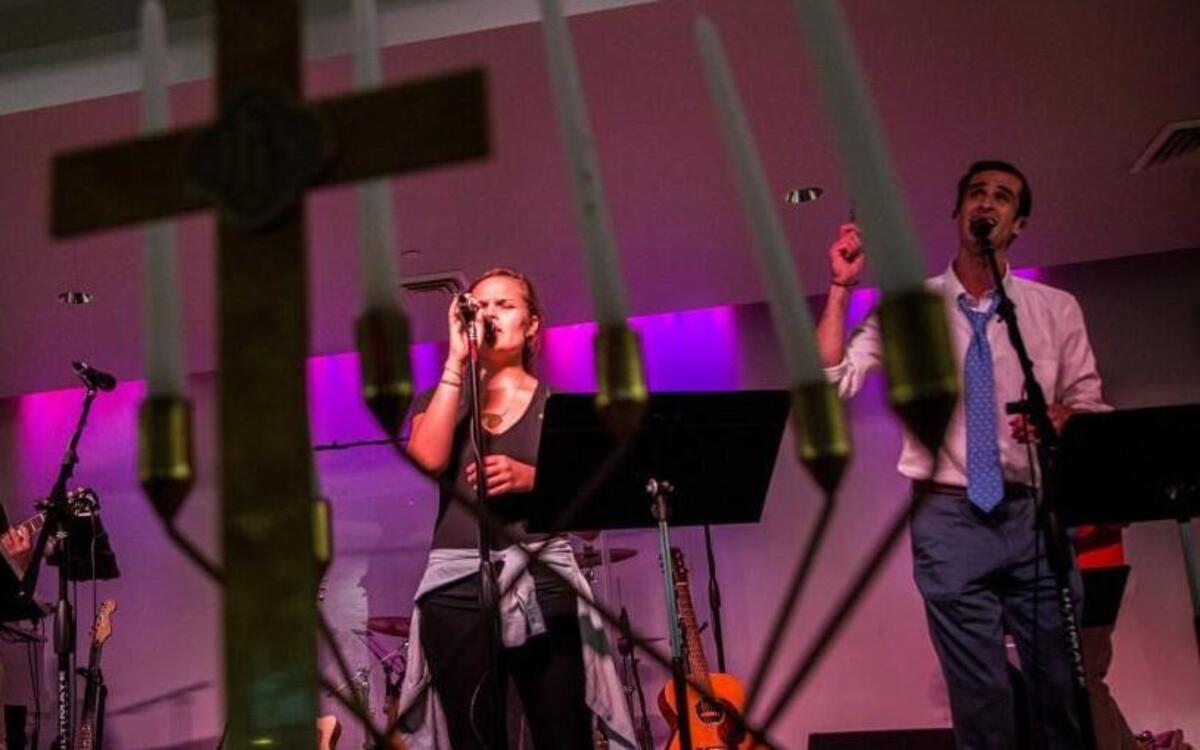 From left, Vander Warner, Taylor Meadows and TomTom Roach rehearse during a band practice at the Church on Morgan in downtown Raleigh. Church on Morgan has a thriving number of millennials in its congregation.