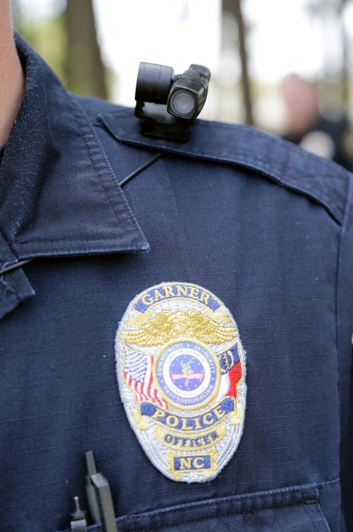 Garner police officer Kevin Murray tests a body camera as he wears one before starting his patrol in Garner on April 8, 2015. Raleigh police are also testing body cameras, and department commanders are explaining their draft policies on the cameras at a series of public meetings this summer.
