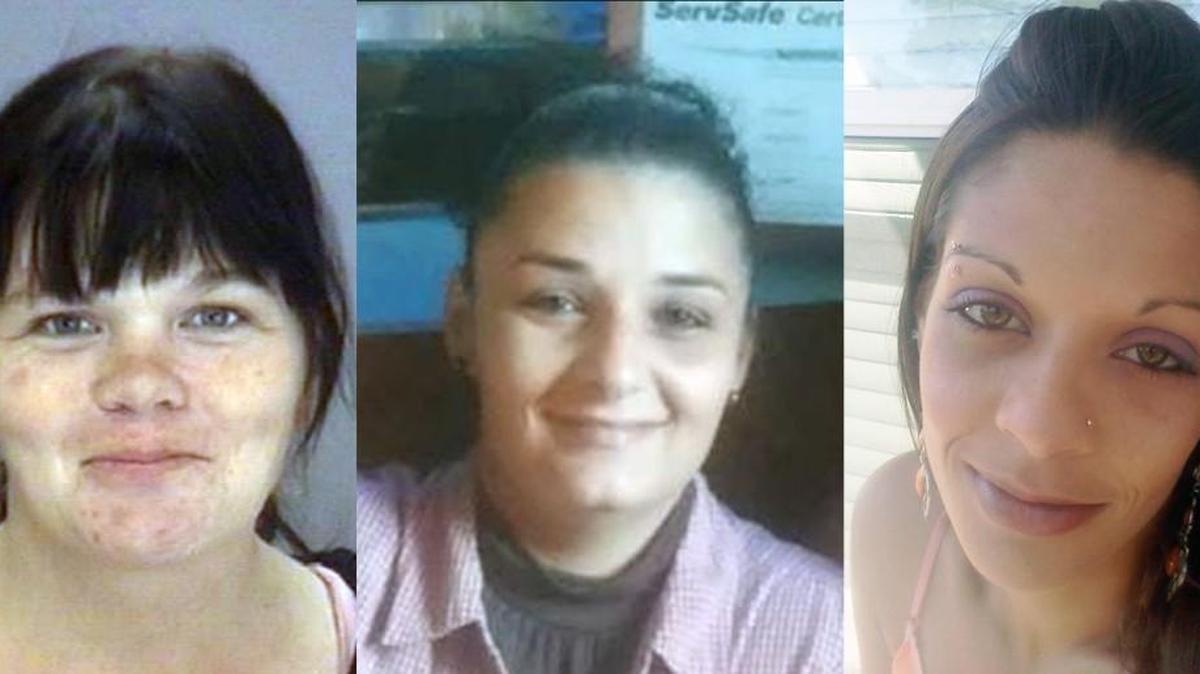 Pictured from left, Christina Bennett, Rhonda Jones and Megan Oxendine, who were found dead in the same area of Lumberton NC over three months in 2017.