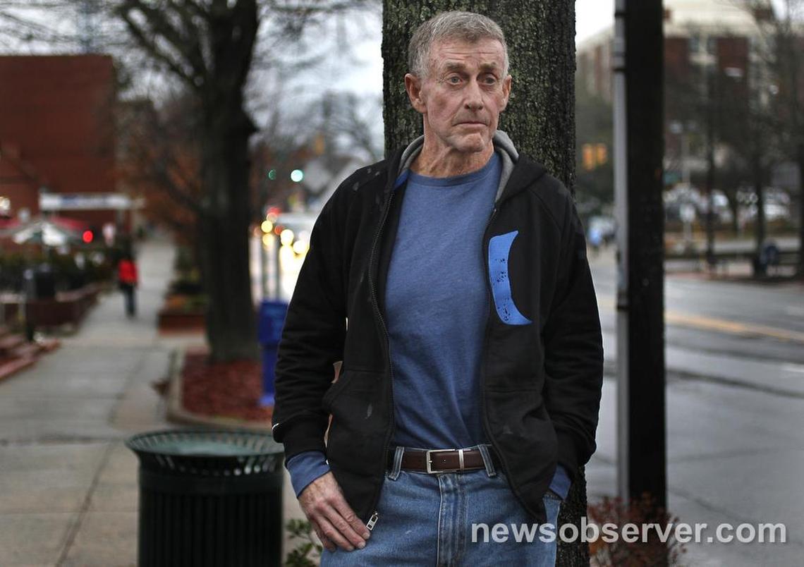 Michael Peterson stands outside his lawyer’s office on Franklin Street in Chapel Hill Wednesday Dec. 21, 2011 shortly after he was released from house arrest. Peterson, 68 was released from prison after eight years when testimony by former SBI agent Duane Deaver was found to be perjured testimony by Judge Orlando Hudson.